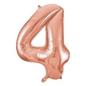   Számos lufi 34" 86cm óriás Rosegold szám, számjegy 4-es