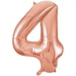 Számos lufi 34" 86cm óriás Rosegold szám, számjegy 4-es