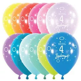Szám, Számos lufi 11" 28cm 6db 4-es lufi Boldog 4. szülinapot!