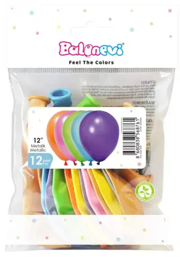 BALONEVI lufi, 12" 30cm, 12db/cs, Metallic Assorted