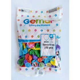   GEMAR Latex kisméretű vizibomba lufi 3" (8 cm) vegyes standard színek, 100db/cs