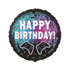   Szülinapi lufi 18" 45cm Happy Birthday, kontroller, Gamer