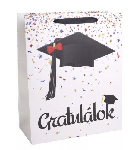 Dísztasak ballagásra, diplomaosztóra, Gratulálok, álló, közepes