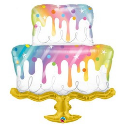 Szülinapi fólia lufi 39" 99cm óriás fólia Happy Birthday, torta, 10506