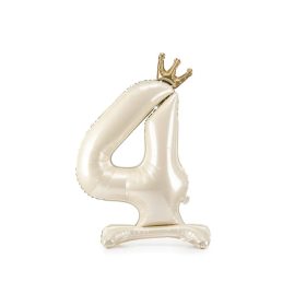   Talpas számos lufi 40" (103cm) fólia szám, számjegy, 4-es csak levegővel tölthető, Krémszínű