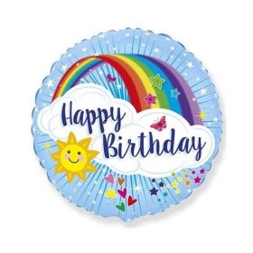 Szülinapi lufi 18" 45cm Happy Birthday, Szivárvány