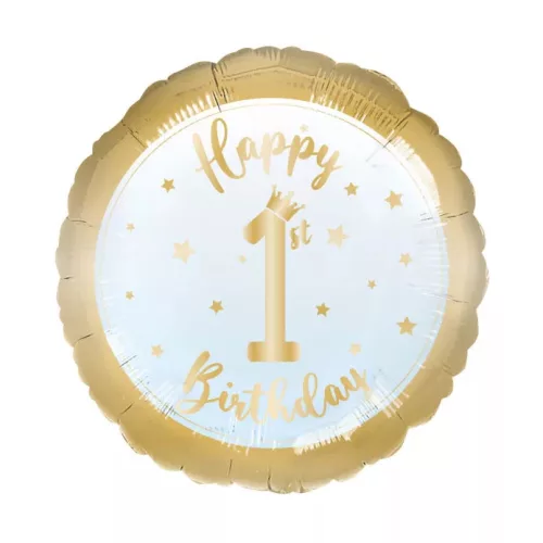 Szám, Számos lufi 18" 45cm - Happy 1-st Birthday, 1-es lufi, Kék