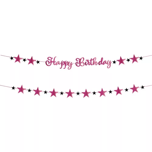 Betűfüzér Happy Birthday 2m, Pink