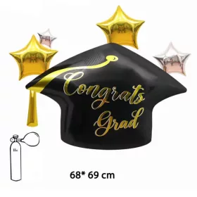 Ballagási óriás lufi 70cm Congrats Grad Ballagási kalap