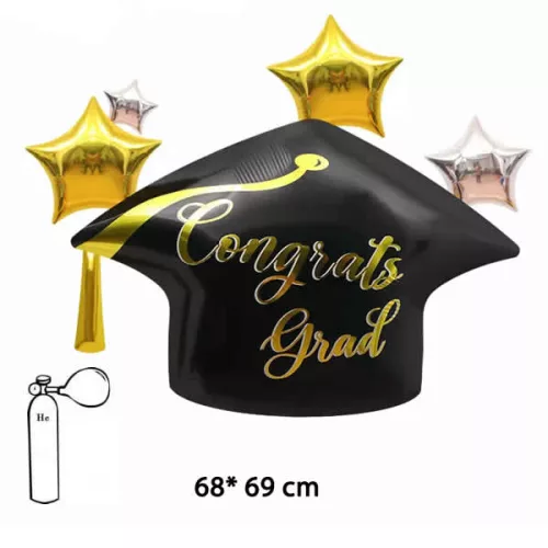 Ballagási óriás lufi 70cm Congrats Grad Ballagási kalap
