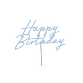 Tortabeszúró, tortadísz, Happy Birthday, pasztell kék
