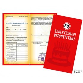 Bizonyítvány, születésnapi bizonyítvány 60