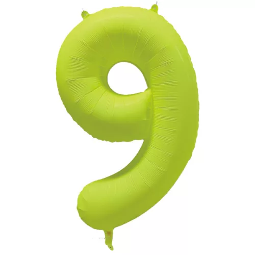 Számos lufi 34" 86cm óriás neon sárga szám, számjegy 9-es, 