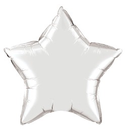 Egyszínű csillag fólia lufi 20" 50cm Silver, ezüst csillag, 12630, héliummal töltve