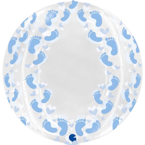 Mintás átlátszó gömb lufi 19" 48cm Baby boy 