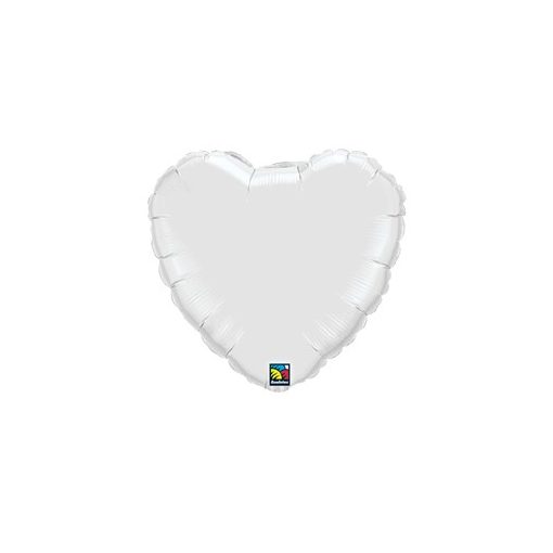 Egyszínű szív fólia lufi 18" 45cm fehér szív, 23762, héliummal töltve