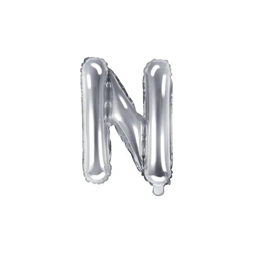 Betű lufi 16" 40cm ezüst fólia betű, N betű, levegővel tölthető