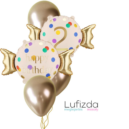 Héliumos luficsokor szülinapra, 2-es számmal - INGYENES GLS szállítással
