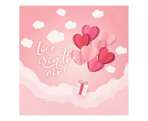 Szalvéta 33x33cm Love is in the air 20db