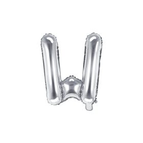   Betű lufi 14" 35cm ezüst fólia betű, W betű, levegővel tölthető