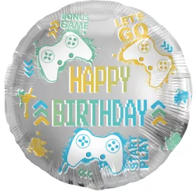 Szülinapi lufi 18" 45cm Happy Birthday, Gamer
