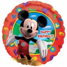 Szülinapi fólia lufi 17" 43cm Happy Birthday, Mickey Mouse, 1405501, héliummal töltve