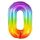 Számos lufi 34" 86cm óriás Rainbow, szivárvány, fólia szám, számjegy 0-ás