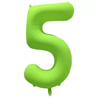 Számos lufi 34" 86cm óriás neon Zöld szám, számjegy 5-ös, 