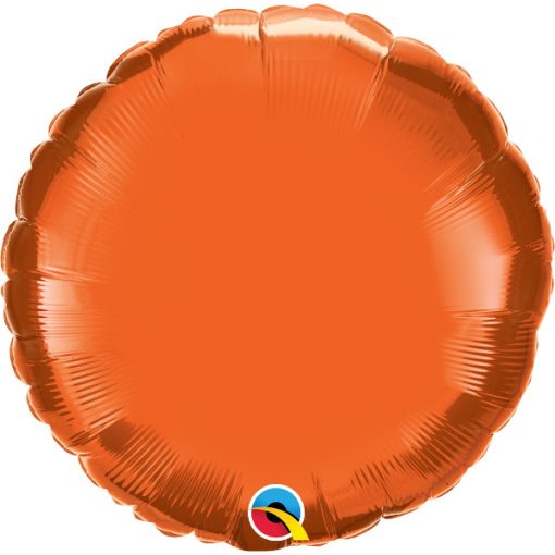 Egyszínű kerek fólia lufi 18" 45cm, Orange, Narancssárga, 12916, héliummal töltve