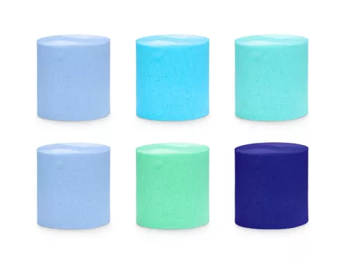 Krepp papír 5cm, 10m 6tek, Kék mix