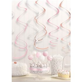   Függő dekoráció spirál 12db, a670851 Rosegold-pink-fehér