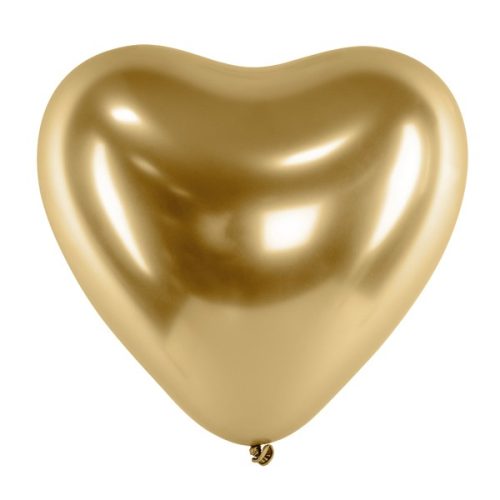 Latex lufi 11" 28cm chrome, Glossy arany szív 