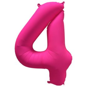   Számos lufi 34" 86cm óriás neon Rózsaszín szám, számjegy 4-es, 