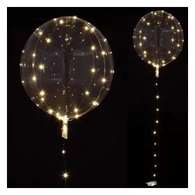 Buborék lufi 40cm, Fehér led világítással
