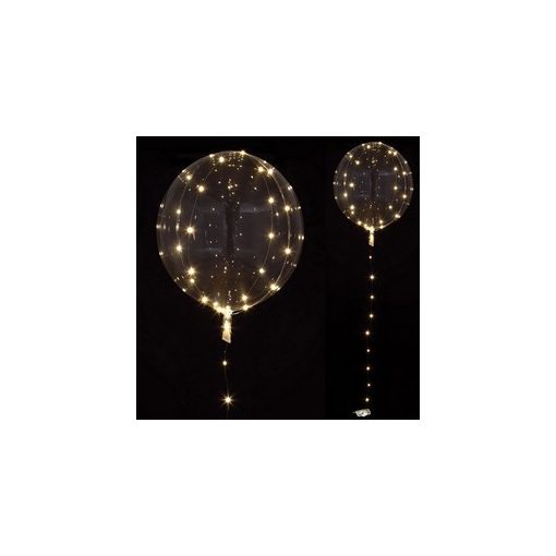 Buborék lufi 40cm, fehér led világítással, héliummal töltve, n8284211