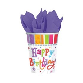 Papírpohár 2,5dl, 6db, Radiant, Happy Birthday, 24862