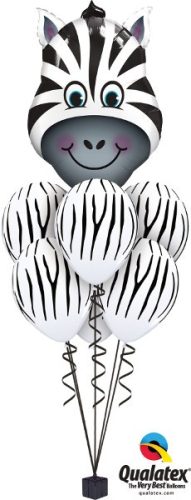 Héliumos luficsokor bármely alkalomra, zebra - INGYENES KISZÁLLíTÁSSAL