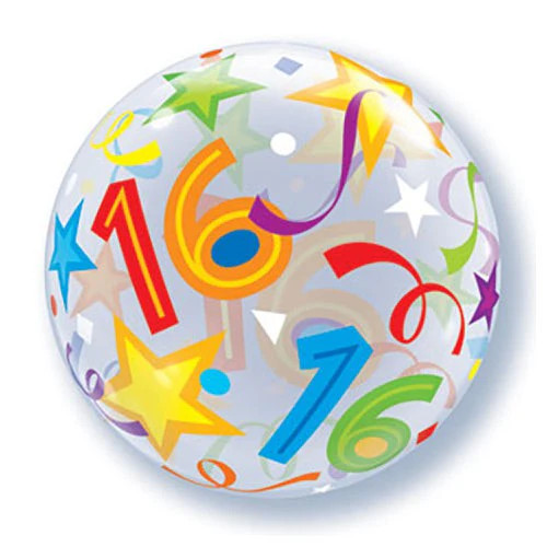 Számos Bubbles lufi 22" 56cm 16-os számmal