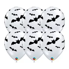   Halloween latex lufi 11" 28cm, 6db, Denevér Mintás - Bats Diamond Clear Lufi, 97459