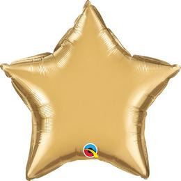 Egyszínű csillag fólia lufi 20" 50cm Chrome Gold, arany csillag, 90058 