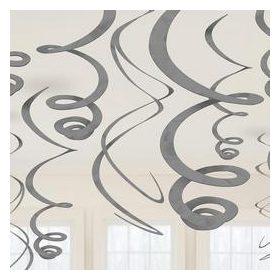Spirális függő dekoráció ezüst 56cm 12db a6705518