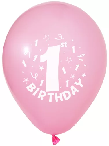 BALONEVI lufi, 12" 30cm, 50db/cs, 1-es számmal, Girls, Rózsaszín