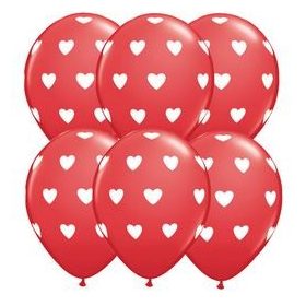 Latex lufi 11" 28cm  6db szív mintával, 18079