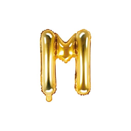 Betű lufi 16" 40cm arany fólia betű, M betű, levegővel tölthető
