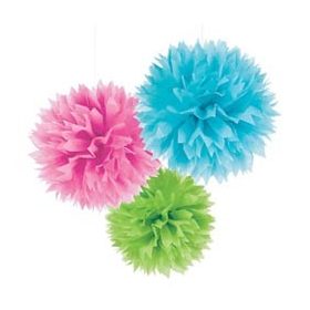   Függő dekoráció, bolyhos papír 41cm 3db vegyes, a1805590