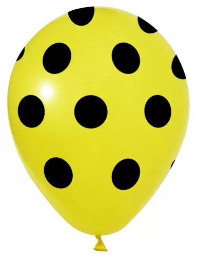 BALONEVI lufi, 12" 30cm, 50db/cs, Pöttyös, Sárga