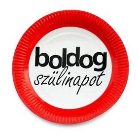   Papírtányér sebességkorlátozó Boldog szülinapot!l 23cm 6db, 20642