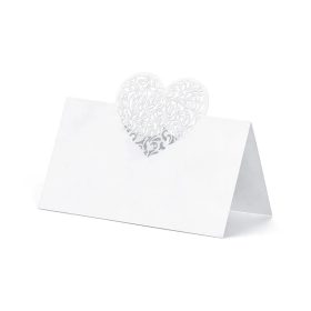   Esküvői ültetőkártya, gyöngyház, szív mintával, 10db