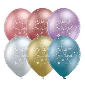   Szülinapi latex lufi 11" 28cm 6db Boldog születésnapot! Chrome