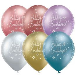 Szülinapi latex lufi 11" 28cm 6db Boldog születésnapot! Chrome